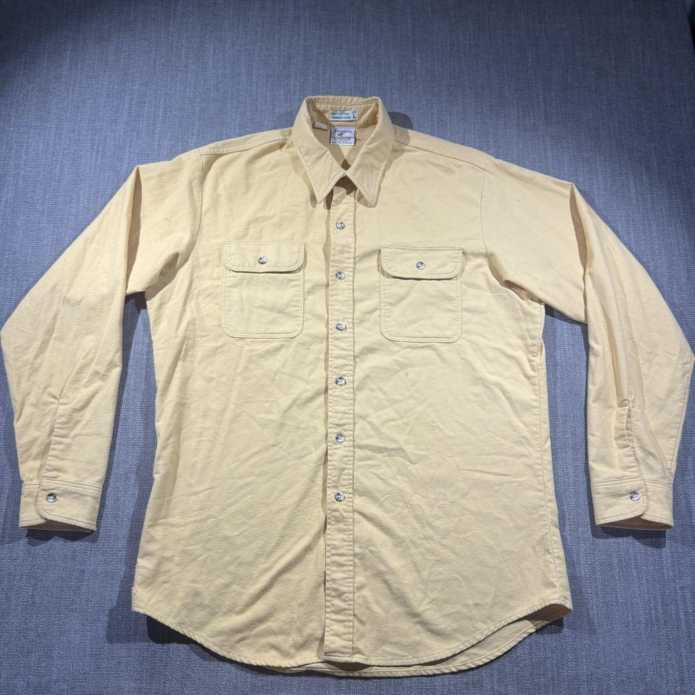 Prentiss Shirt Mens‎ LT Yellow Chamois Long Sleeve Button Up Workwear Made USA